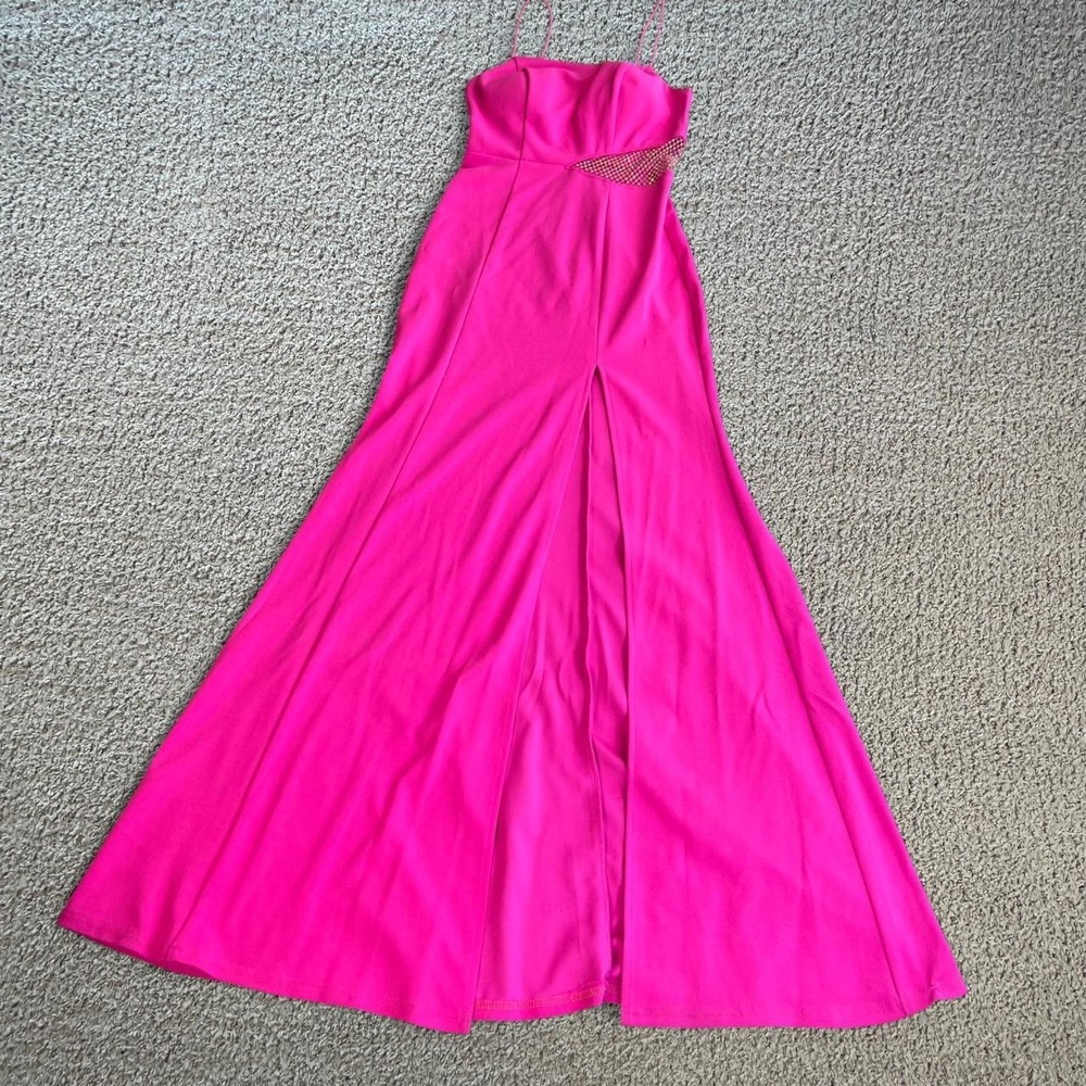 Windsor Hot Pink Rhinestone Mesh Cutout Formal Gown Dress Size 3 X47311DNE